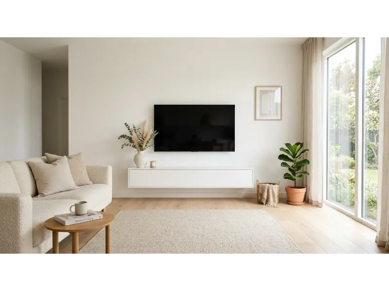 Minimal White TV Wall