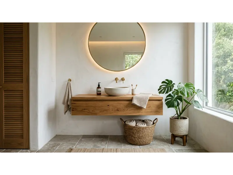 Minimalist Sustainable Bathroom Storage