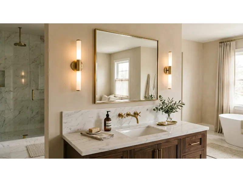 Mirror With Side Sconces