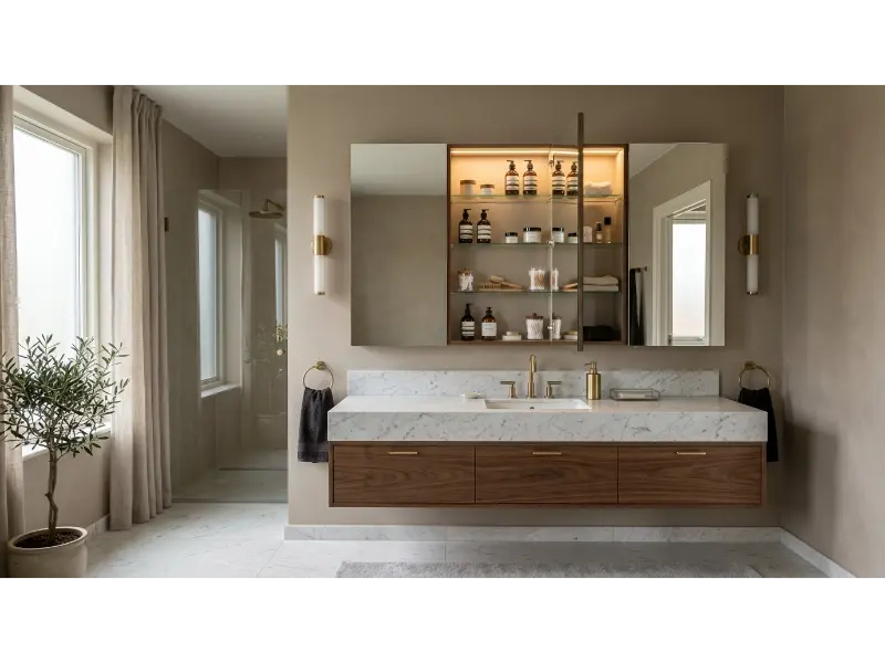 Mirrored Bathroom Storage Cabinet