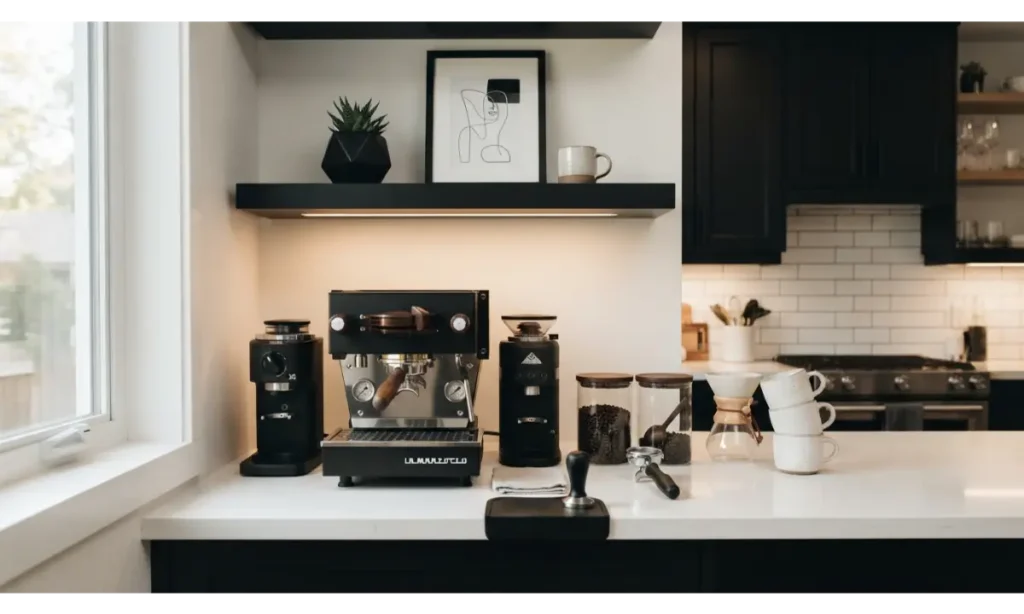 Modern Black and White Coffee Corner
