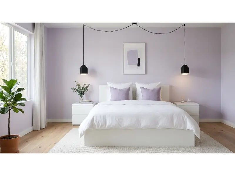 Modern Lavender and White Bedroom