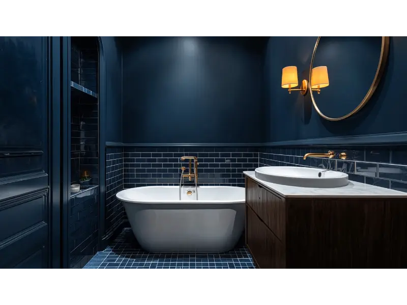 Moody Blue Tub Bathroom