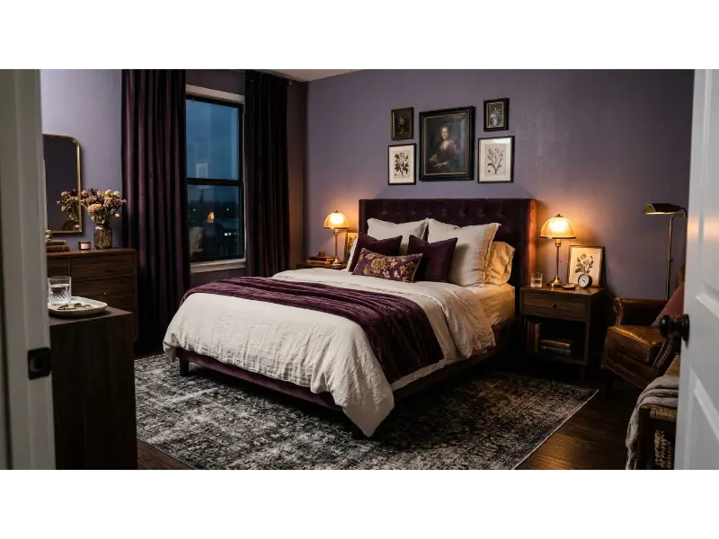 Moody Lavender and Plum Bedroom