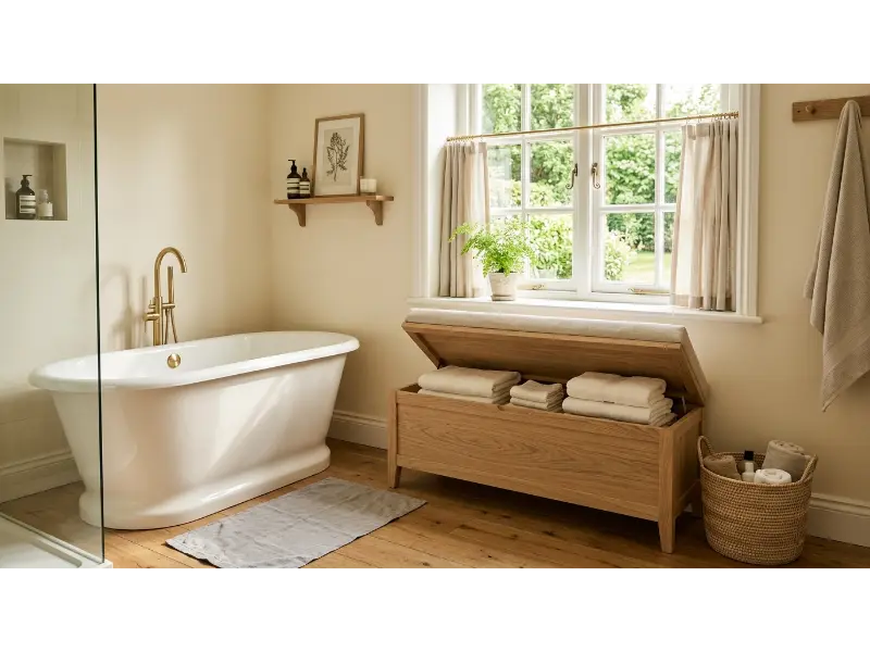 Multi Purpose Bathroom Storage Bench