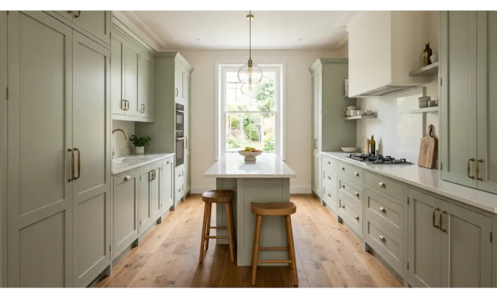 Narrow Galley Kitchen Ideas with a Slim Island