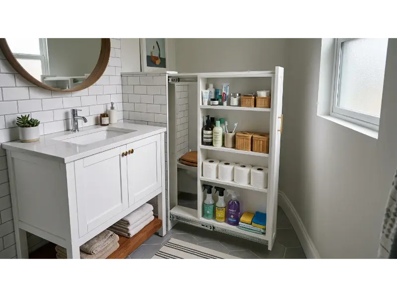 Narrow Gap Bathroom Storage