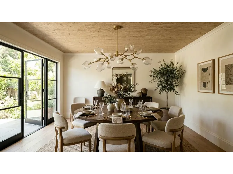 Natural Grasscloth Ceiling