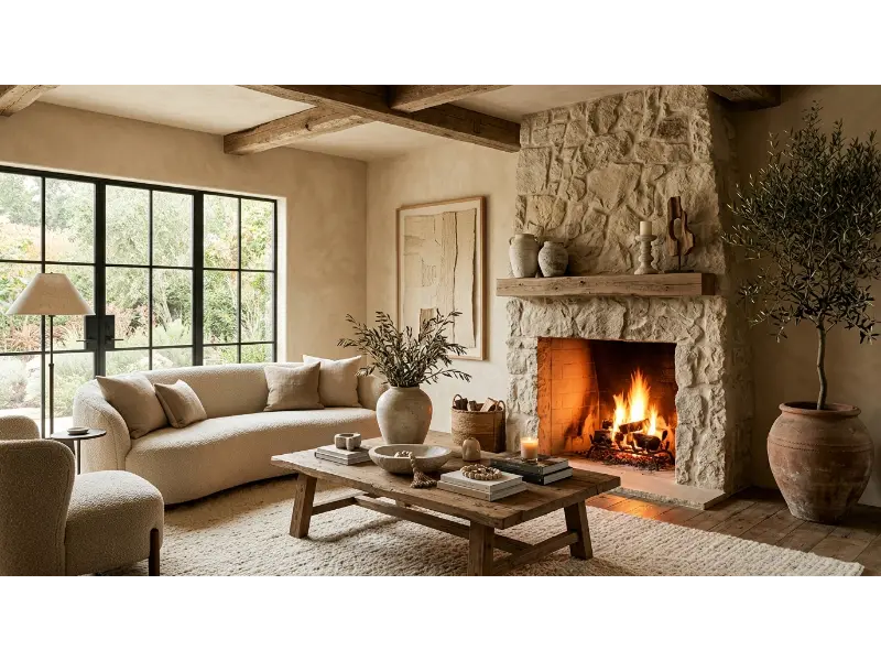 Natural Stone Fireplace as the Main Focal Point