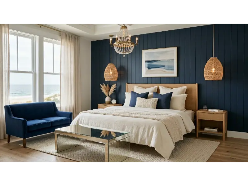 Navy Blue Accent Wall