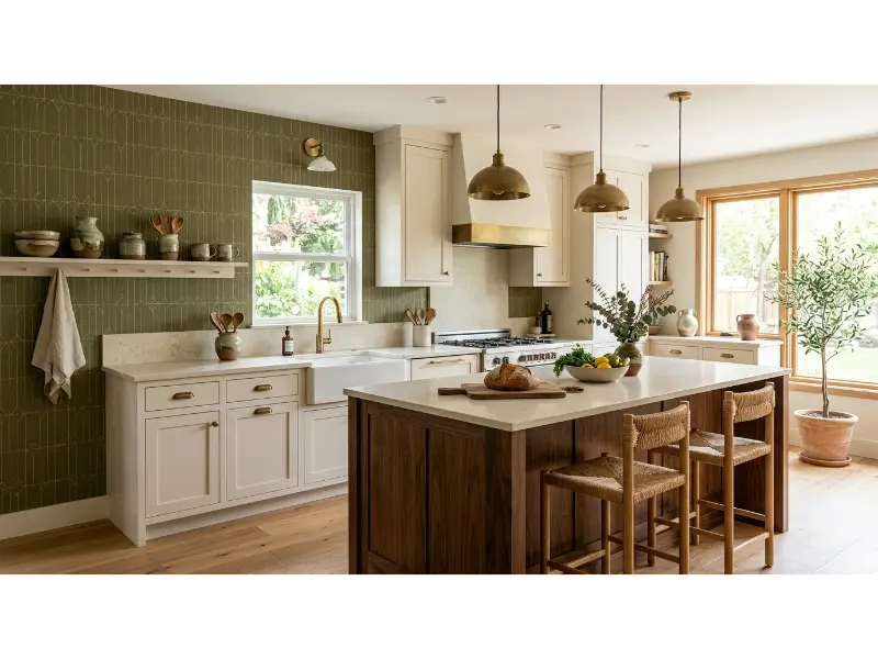 Olive Green Geometric Wallpaper
