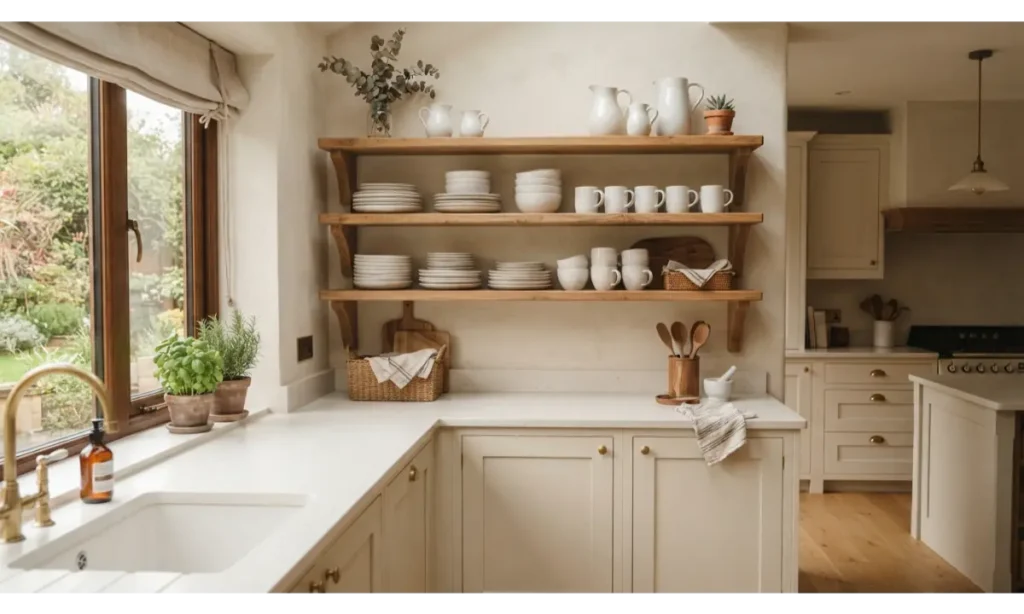 Organize Everyday Dishes on Open Shelves