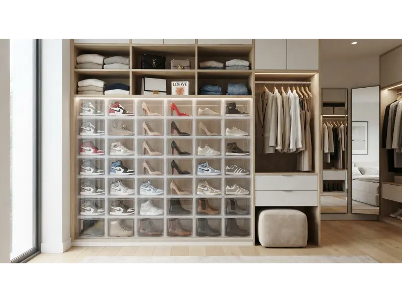 Organize Shoes with Stackable Storage Boxes