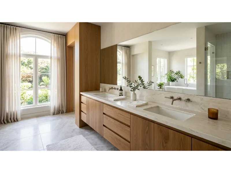 Oversized Mirror Across the Vanity Wall