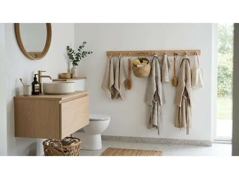 Peg Rail Bathroom Organization