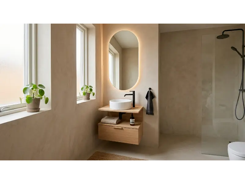 Pill Shaped Mirror for a Modern Vanity