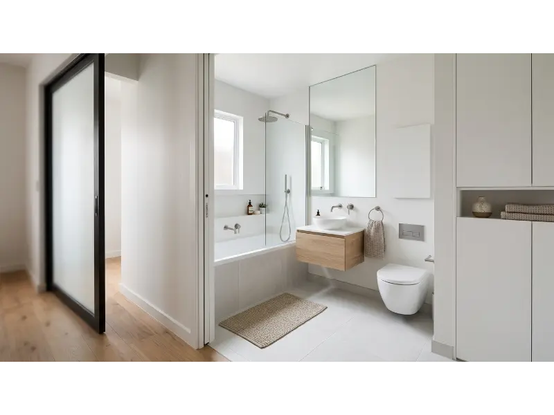 Pocket Door Bathroom With Tub