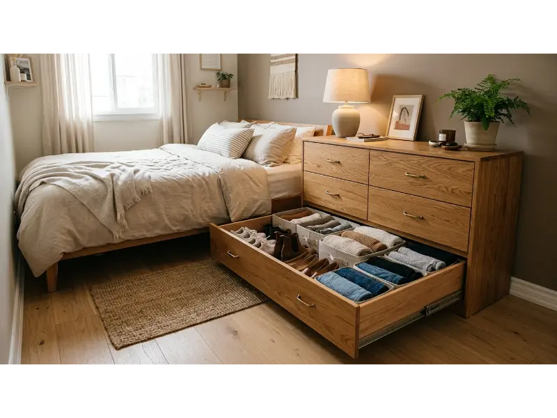 Pull Out Storage Under A Dresser