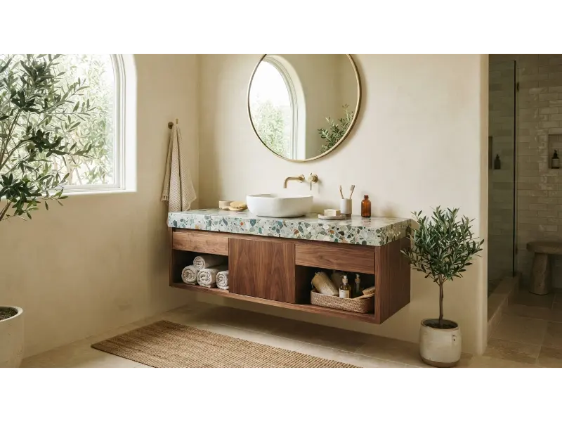 Recycled Terrazzo Bathroom Countertop