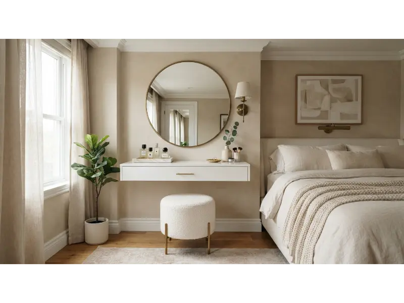 Round Mirror Vanity