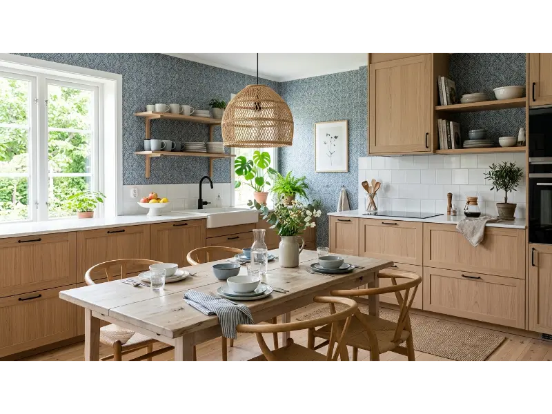 Scandinavian Blue and White Wallpaper