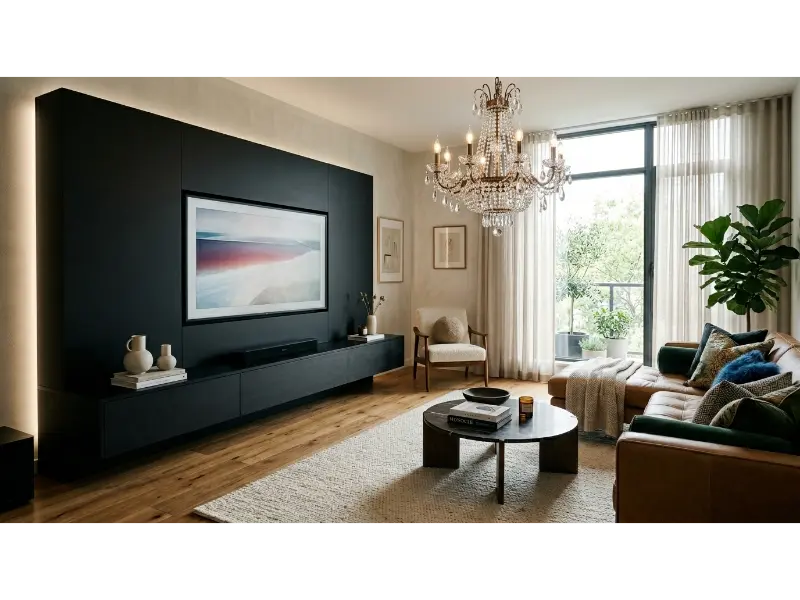 Slim Black Media Wall