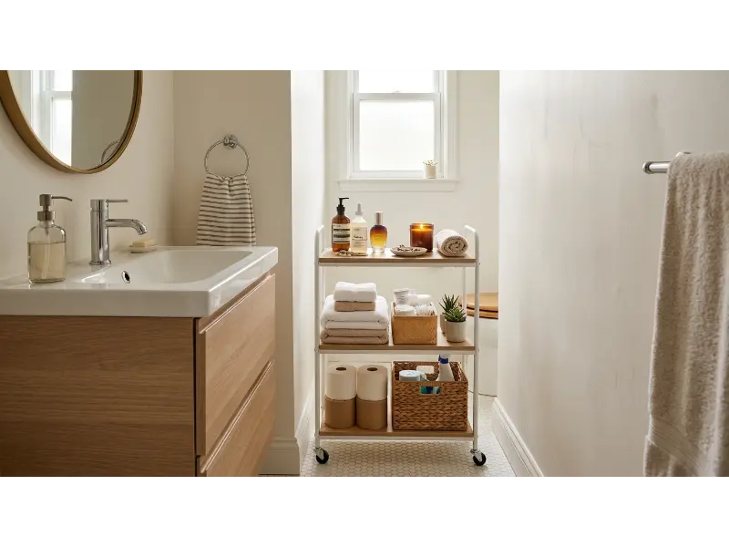 Slim Rolling Bathroom Storage Cart