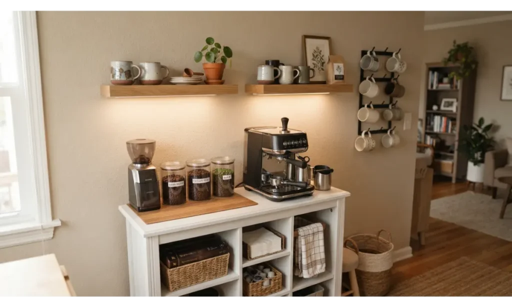 Small Coffee Bar With Vertical Storage