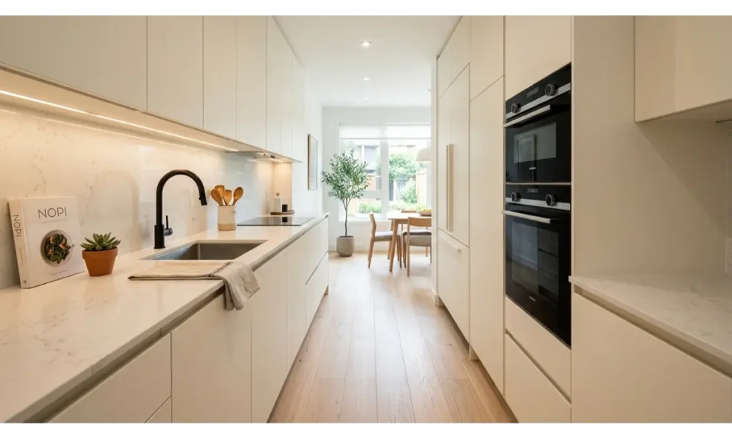 Small Galley Kitchen Ideas with Integrated Appliances