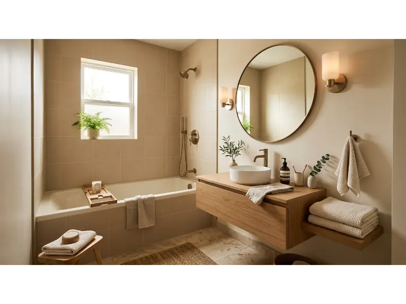 Soft Beige Tub Bathroom