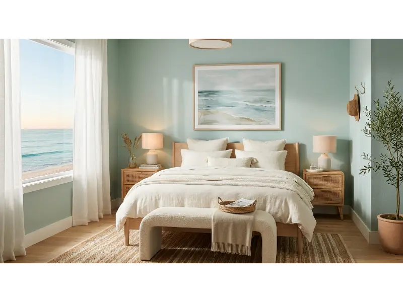 Soft Seafoam Green Coastal Bedroom