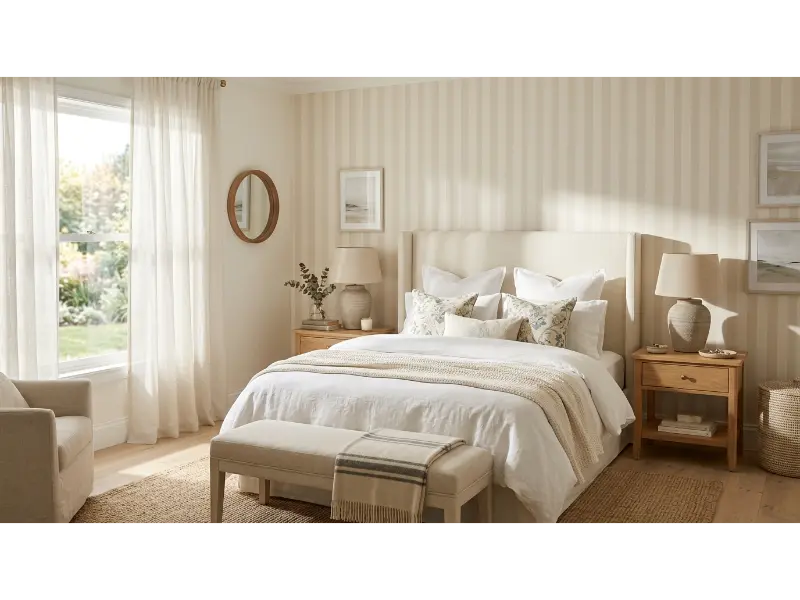 Soft Striped Bedroom