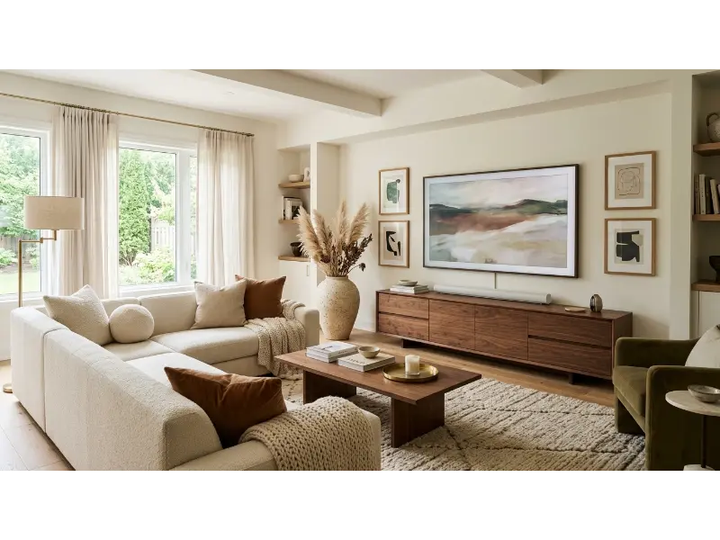 TV Above A Long Low Console