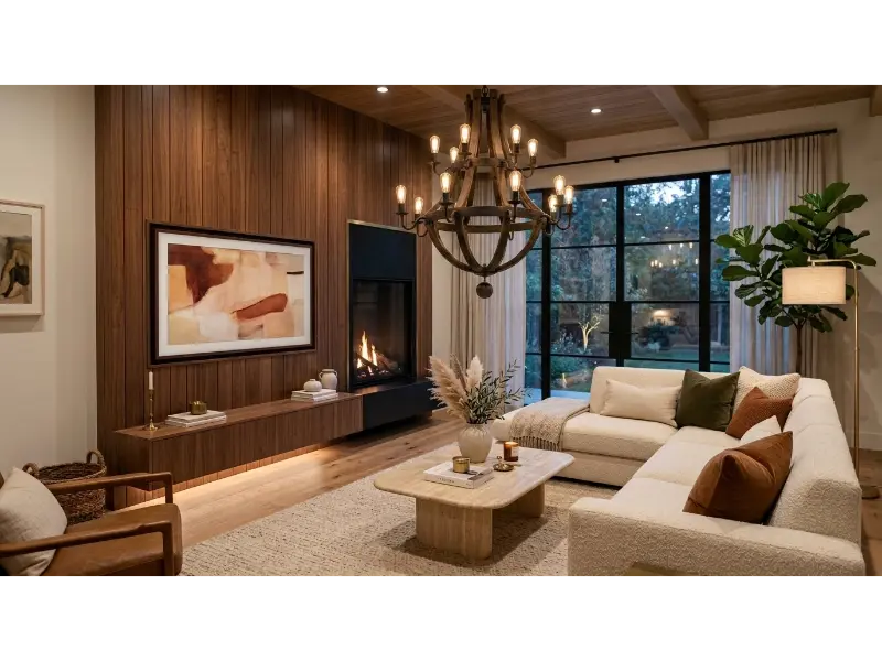 TV Wall With Vertical Fireplace