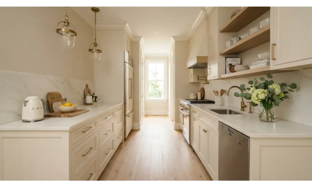 Timeless Neutral Galley Kitchen Ideas