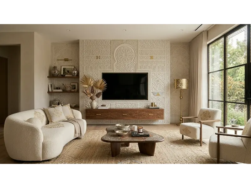 Travertine Inspired TV Wall