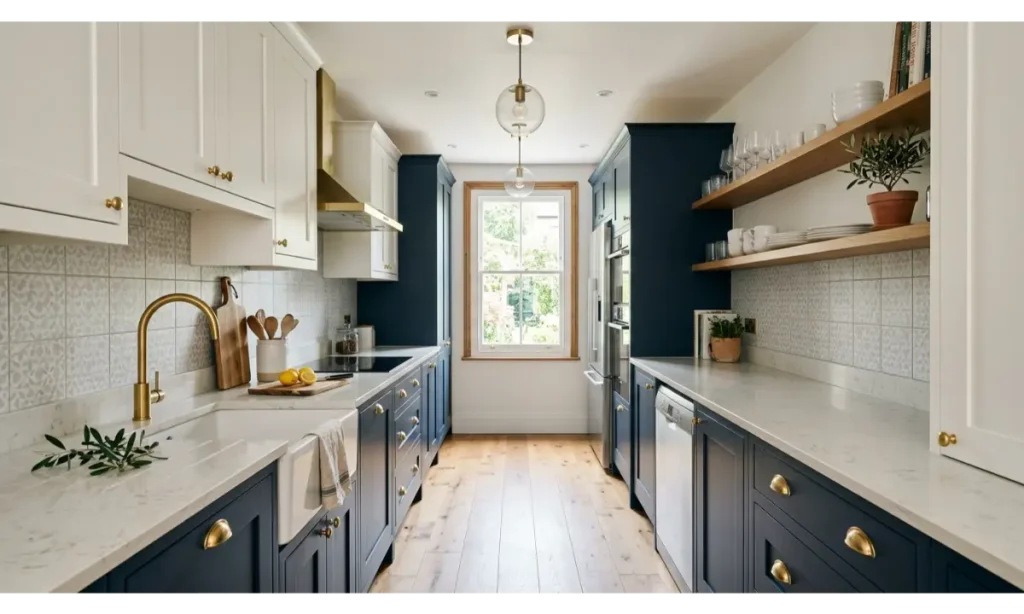 Two Tone Galley Kitchen Ideas