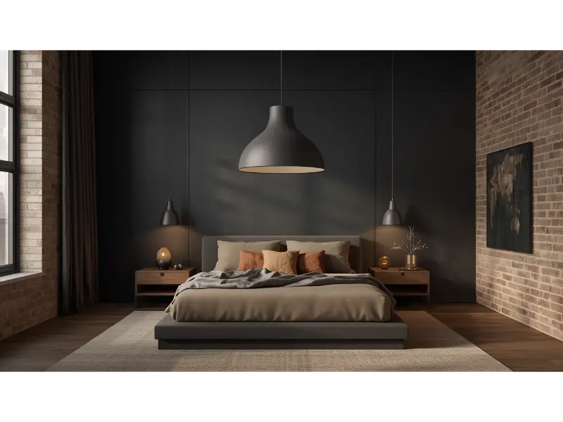 Urban Bedroom With Statement Pendant