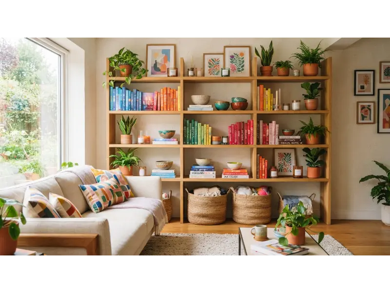 Use Open Shelves to Display Colorful Decor