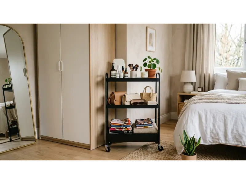 Use a Rolling Cart Beside the Closet