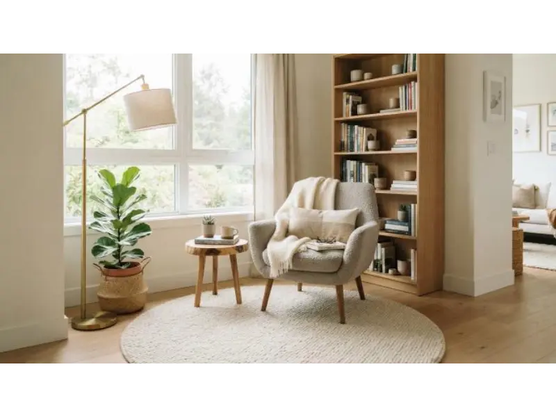 Use a Round Rug to Soften Sharp Angles