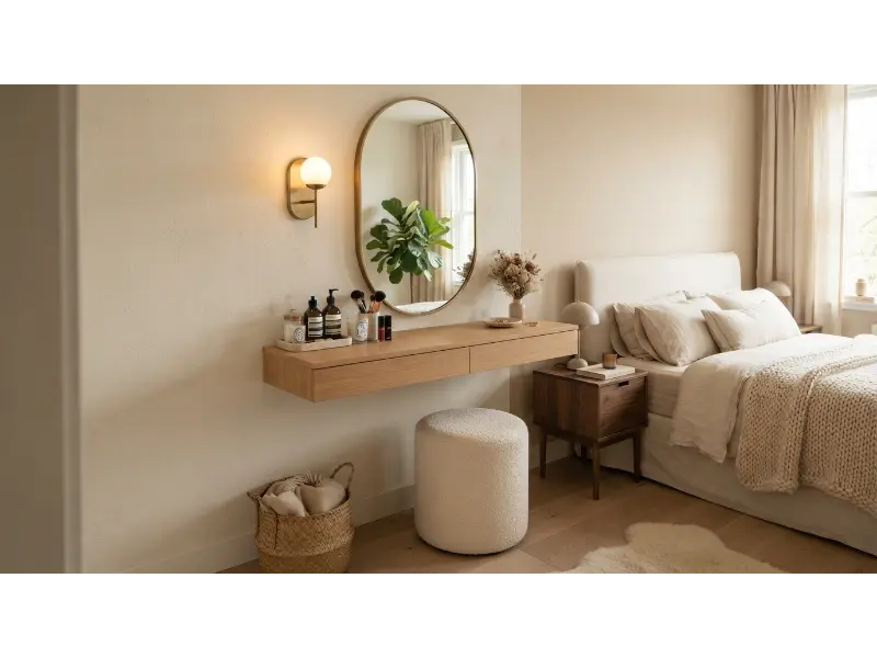Vanity With a Tucked Away Stool