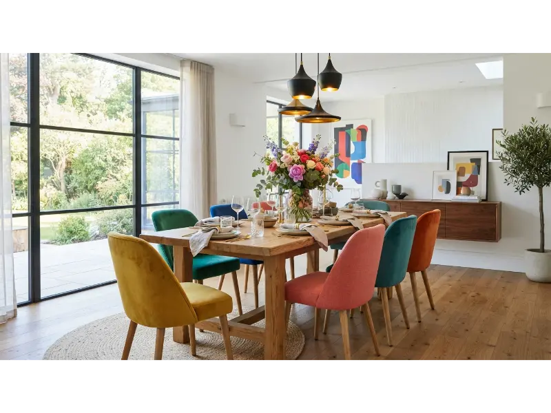 Vibrant Dining Chairs Around a Simple Table