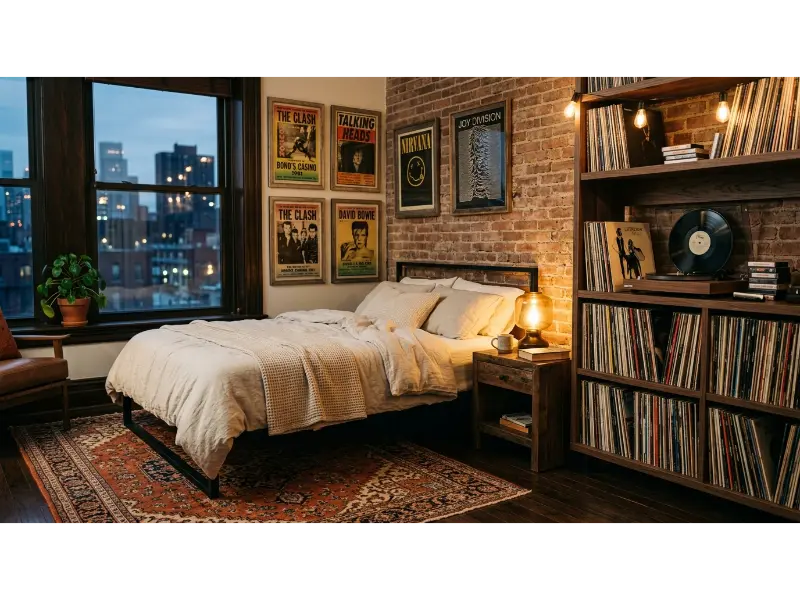 Vintage Record Player Bedroom
