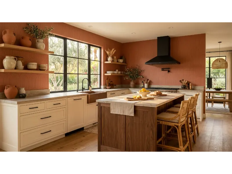 Warm Terracotta Geometric Wallpaper