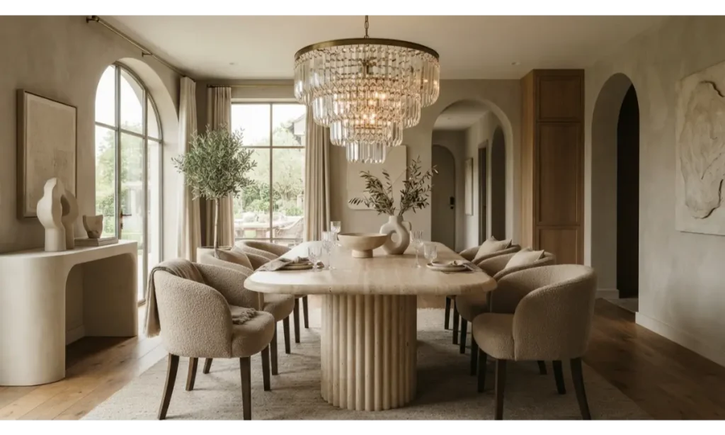 Warm Travertine Dining Table