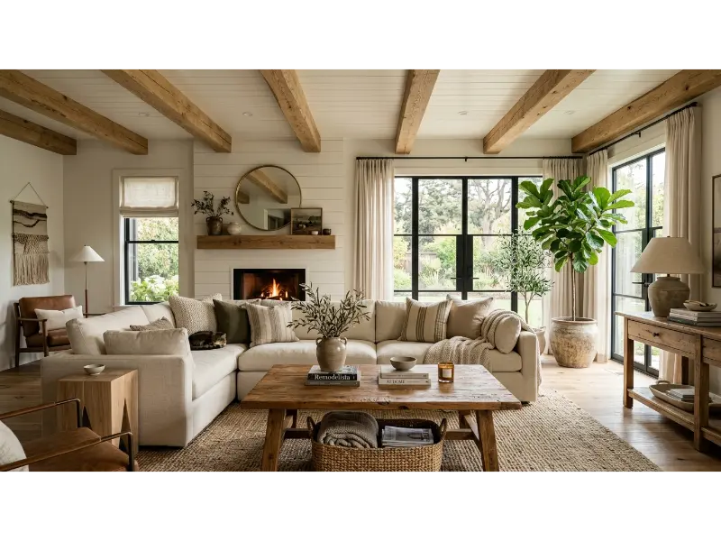Warm Wood Beam Ceiling