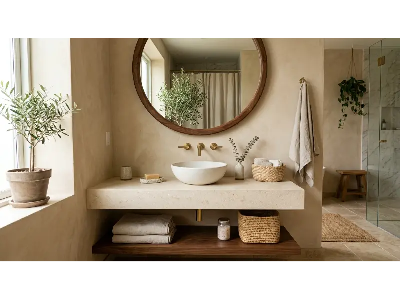 Warm Wood Framed Mirror