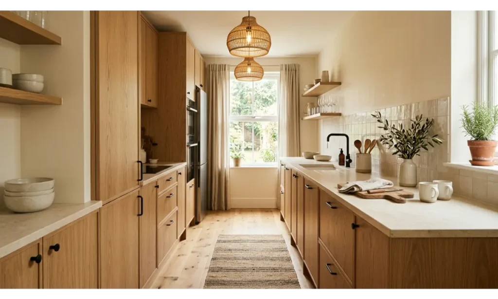 Warm Wood Galley Kitchen Ideas