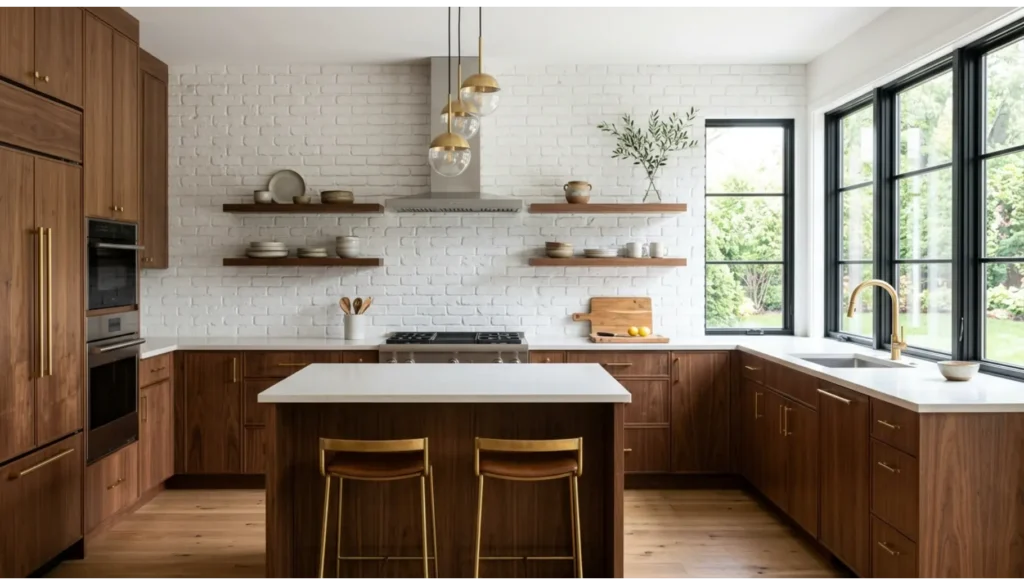 White Brick Backsplash with Timeless Texture